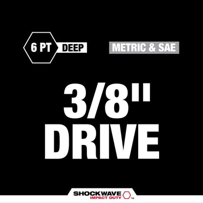 SHOCKWAVE Impact-Duty 3/8 in. Drive Metric and SAE Deep Well Impact PACKOUT Socket Set (36-Piece)