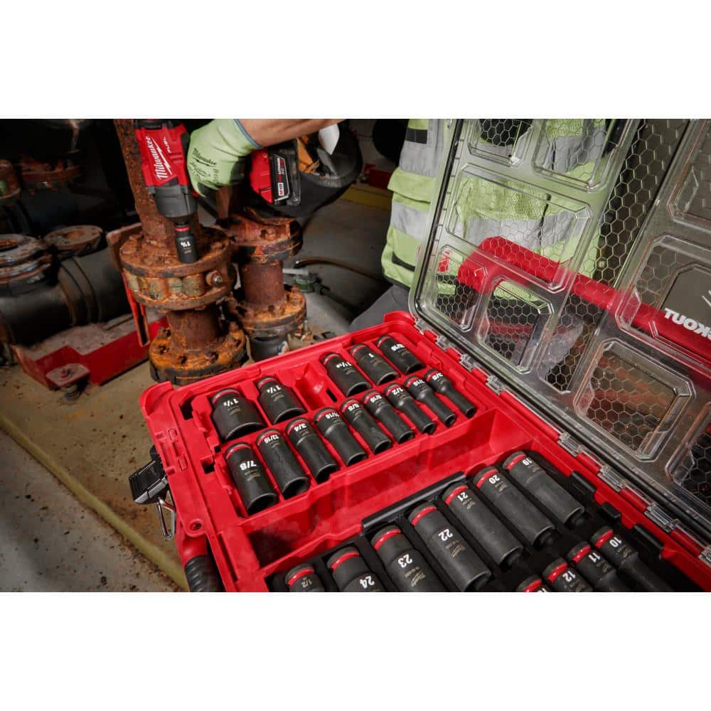 SHOCKWAVE Impact-Duty 1/2 in. Drive Metric and SAE Deep Well Impact PACKOUT Socket Set (31-Piece)