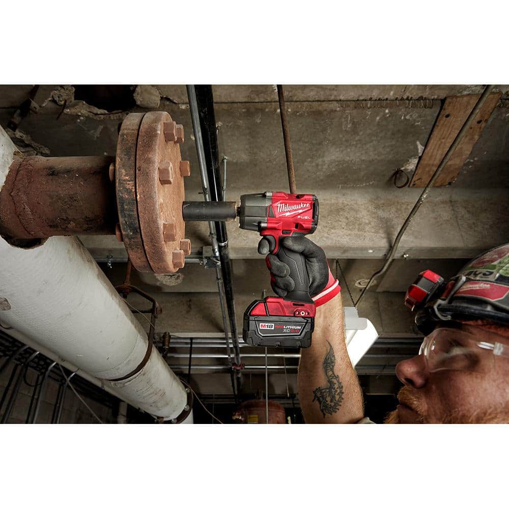 M18 FUEL GEN-2 18V Lithium-Ion Mid Torque Brushless Cordless 3/8 in. Impact w F Ring w/5.0 ah Resistant Battery