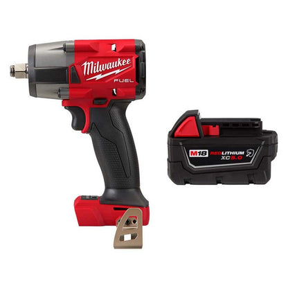 M18 FUEL Gen-2 18V Lithium-Ion Brushless Cordless Mid Torque 1/2 in. Impact w/Fring w/5.0 ah Resistant Battery