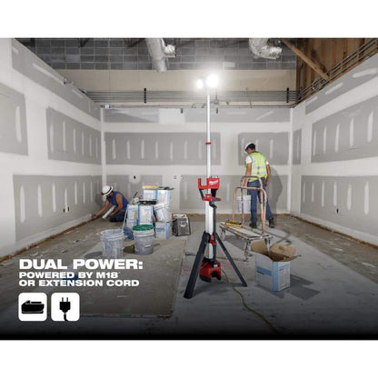 M18 18-Volt Lithium-Ion Cordless 6,000 Lumens Rocket Dual Power Tower Light with Charger (Tool-Only)