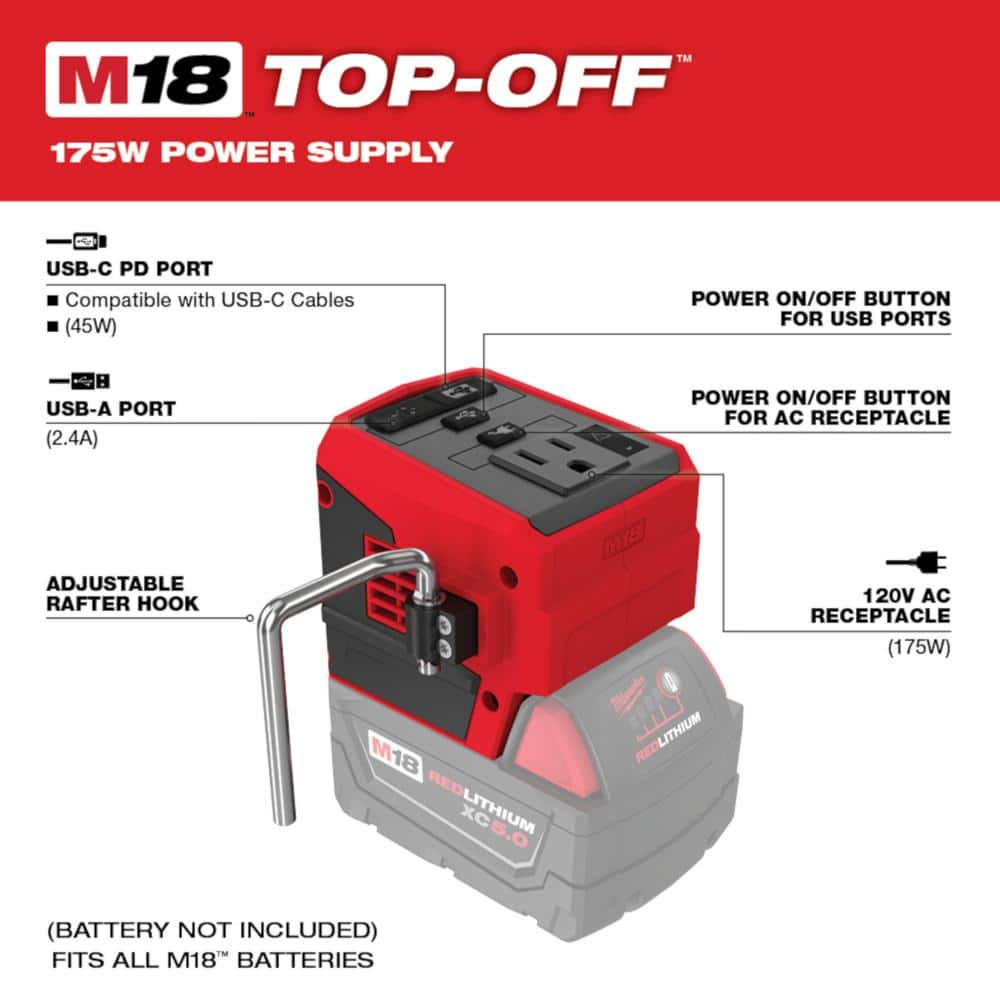 M18 GEN-2 18-Volt Lithium-Ion Cordless 4000 Lumens ROVER LED AC/DC Flood Light and M18 Compact Inverter