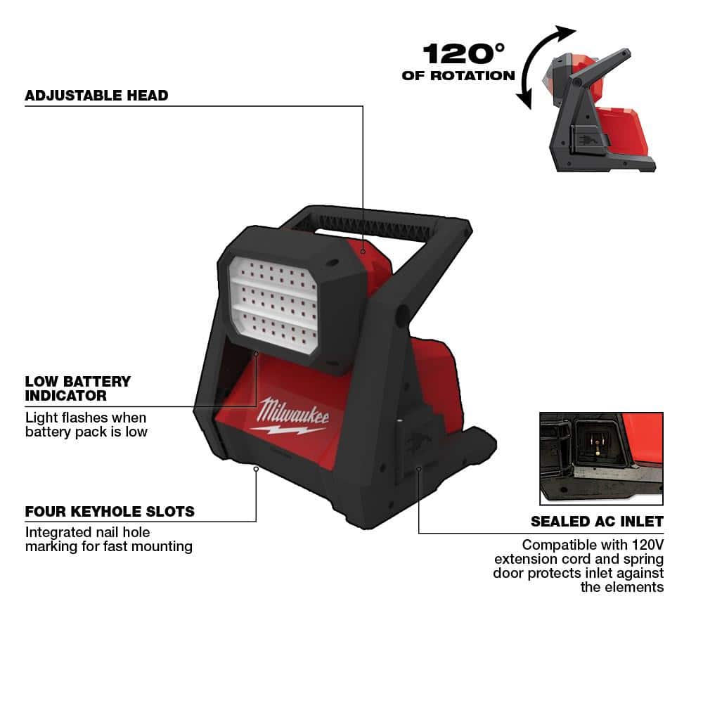 M18 GEN-2 18-Volt Lithium-Ion Cordless 4000 Lumens ROVER LED AC/DC Flood Light and M18 Compact Inverter