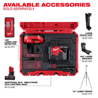 M12 12-Volt Lithium-Ion Cordless 250 ft. Green 3-Plane Laser Level Kit with One 4.0 Ah Battery with M12 XC4.0 Battery