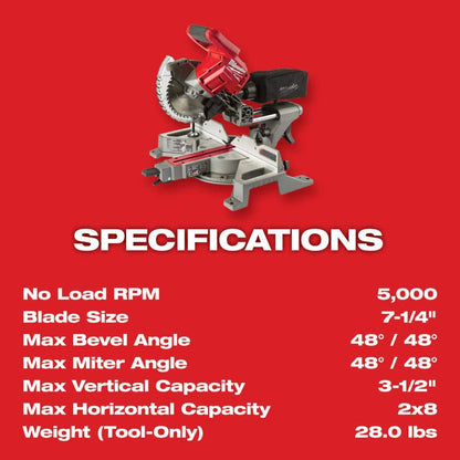 M18 FUEL 18V Lithium-Ion Brushless Cordless 7-1/4 in. Dual Bevel Sliding Compound Miter Saw (Tool-Only)