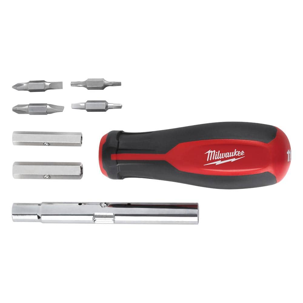 11-in-1 Multi-Tip Combination Screwdriver with Square Drive Bits