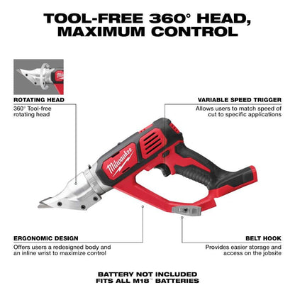 M18 18-Volt Lithium-Ion Cordless 18-Gauge Double Cut Metal Shear w/5.0 ah Battery
