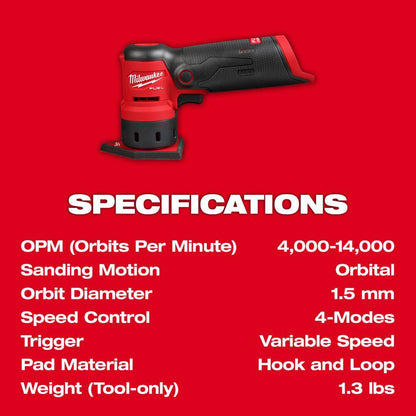 M12 FUEL 12-Volt Lithium-Ion Brushless Cordless Orbital Detail Sander with M12 High Output 2.5 Ah Battery Pack