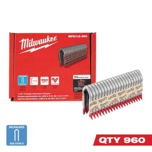 1-1/2 in. 9-Gauge Galvanized Staples for M18 FUEL Utility Fencing Stapler (960 Per Box)