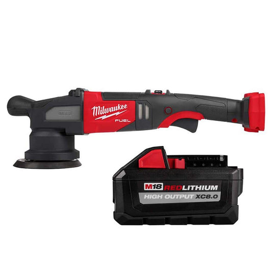 M18 FUEL18V Lithium-Ion Brushless Cordless 15MM DA Polisher (Tool-Only) w/HIGH OUTPUT XC 8.0 Ah Battery