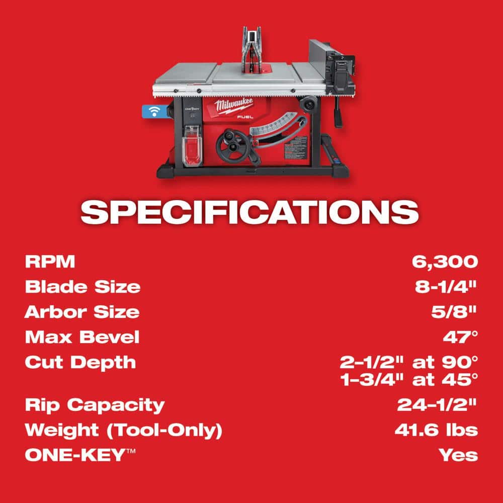 M18 FUEL ONE-KEY 18-Volt Lithium-Ion Brushless Cordless 8-1/4 in. Table Saw (Tool-Only)