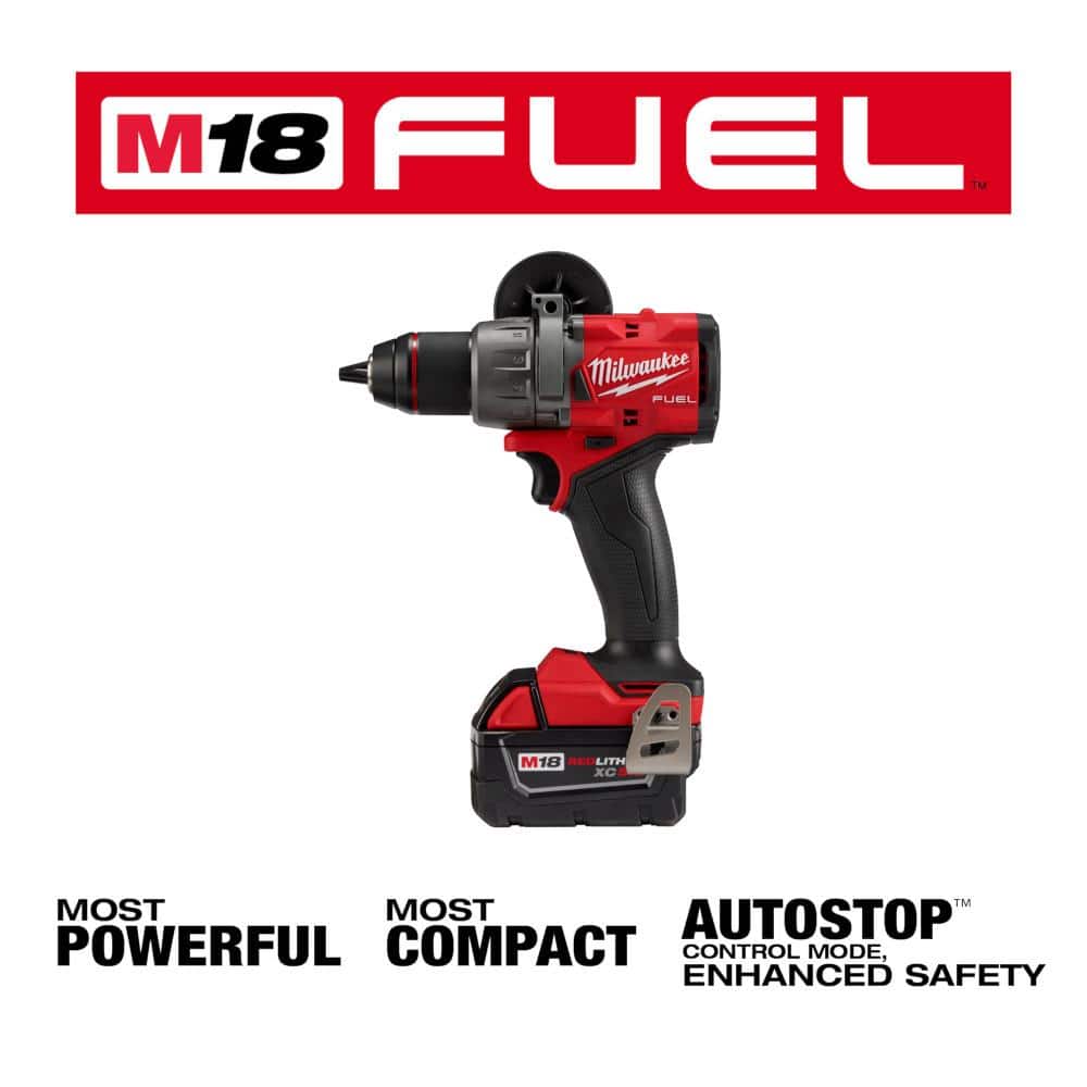 M18 FUEL 18V Lithium-Ion Brushless Cordless 1/2 in. Drill/Driver Kit W/(2) 5.0Ah Batteries, Charger, and Hard Case