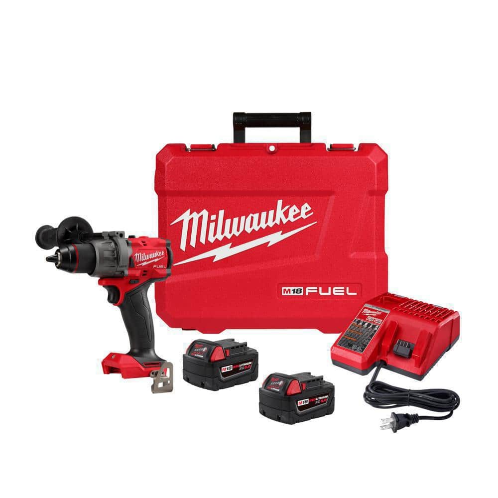 M18 FUEL 18V Lithium-Ion Brushless Cordless 1/2 in. Drill/Driver Kit W/(2) 5.0Ah Batteries, Charger, and Hard Case
