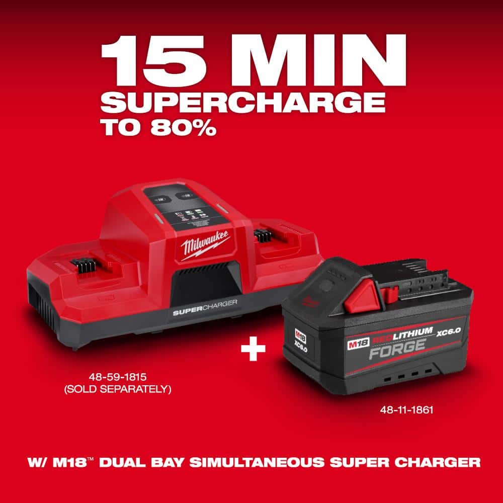 M18 18V Lithium-Ion Dual Bay Super Battery Charger with FORGE 6.0Ah Battery Pack (2-Pack)