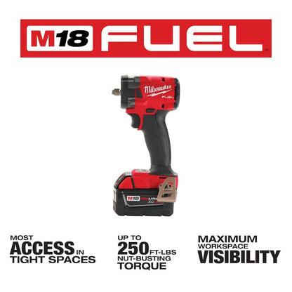 M18 FUEL 18V Lithium-Ion Brushless Cordless Grinder & 3/8 in. Impact Wrench Combo Kit (2-Tool) w/ Two 5Ah Batteries