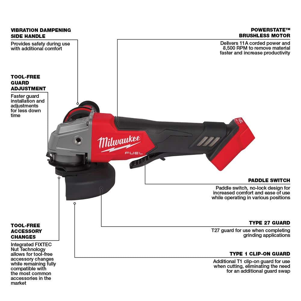 M18 FUEL 18V Lithium-Ion Brushless Cordless Grinder & 3/8 in. Impact Wrench Combo Kit (2-Tool) w/ Two 5Ah Batteries