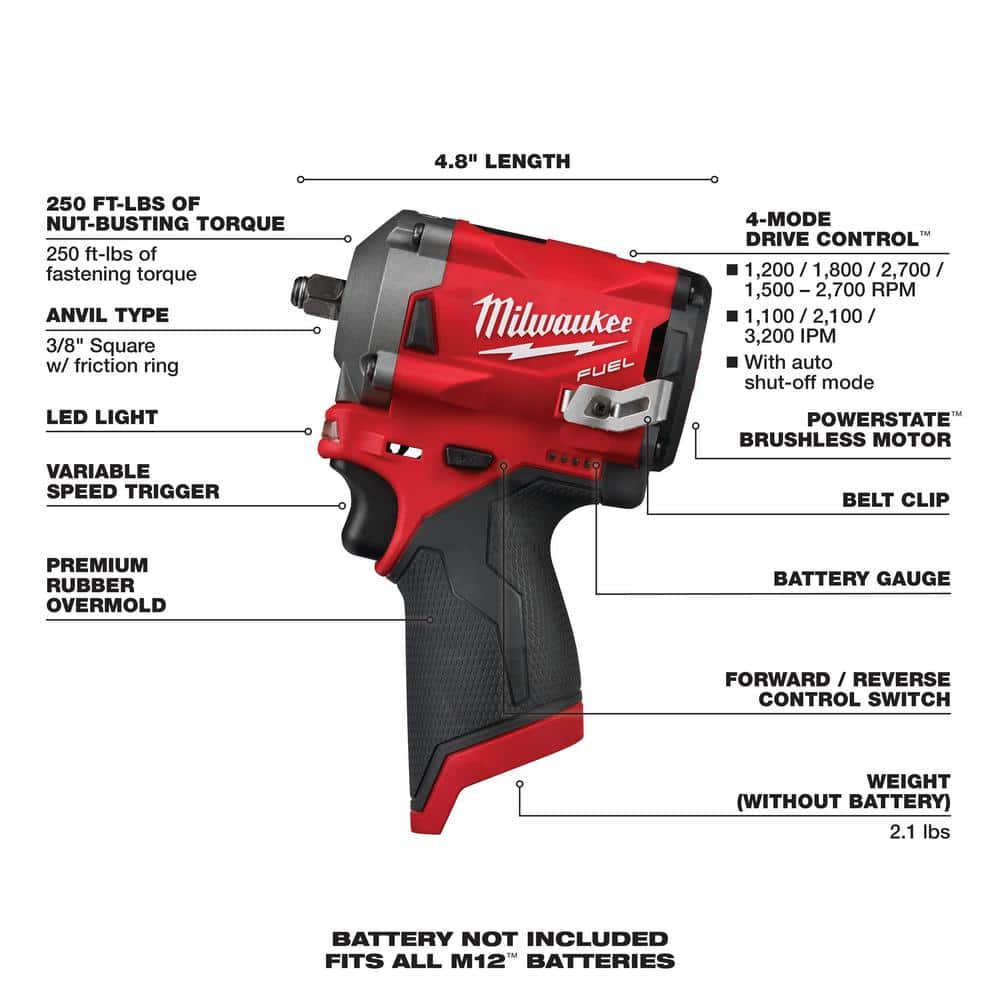 M12 FUEL 12-Volt Lithium-Ion Brushless Cordless Hammer Drill and Impact Driver Combo Kit (2-Tool) with Impact Wrench