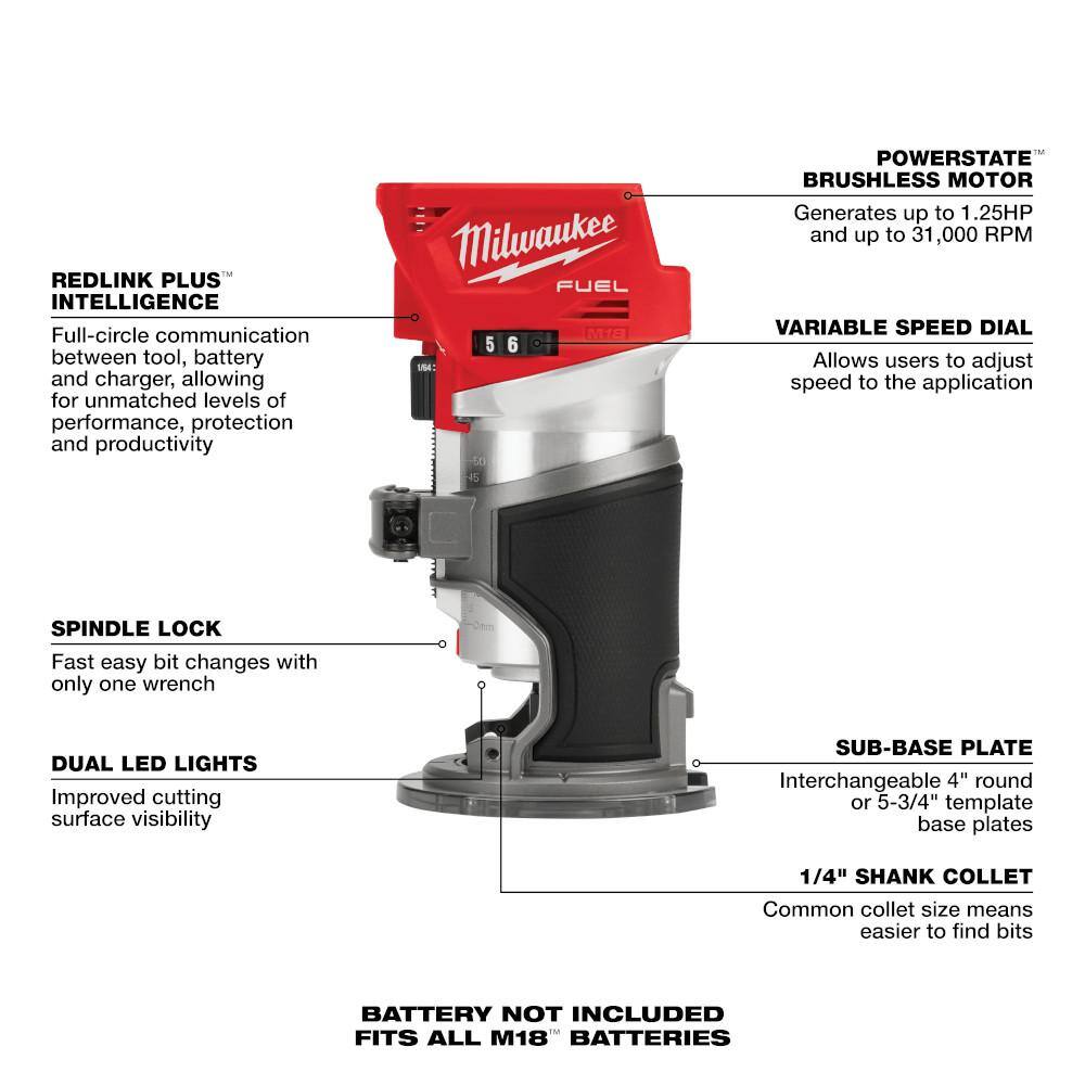 M18 FUEL 18-Volt Lithium-Ion Brushless Cordless Combo Kit (5-Tool) with Compact Router, Jig Saw and 18-Gauge Brad Nailer