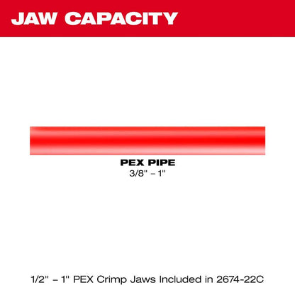 M18 18V Lithium-Ion Cordless Short Throw Press Tool Kit with 3 PEX Crimp Jaws (2) 2.0 Ah Batteries and Charger