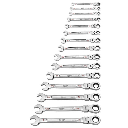 144-Position Flex-Head Ratcheting Combination Wrench Set SAE and METRIC (30-Piece)