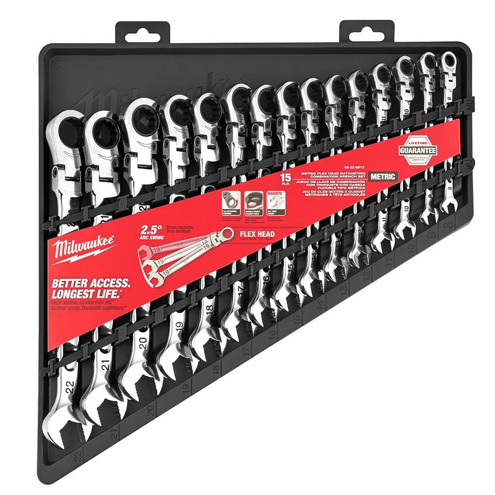 144-Position Flex-Head Ratcheting Combination Wrench Set SAE and METRIC (30-Piece)