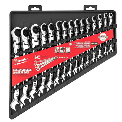 144-Position Flex-Head Ratcheting Combination Wrench Set SAE and METRIC (30-Piece)