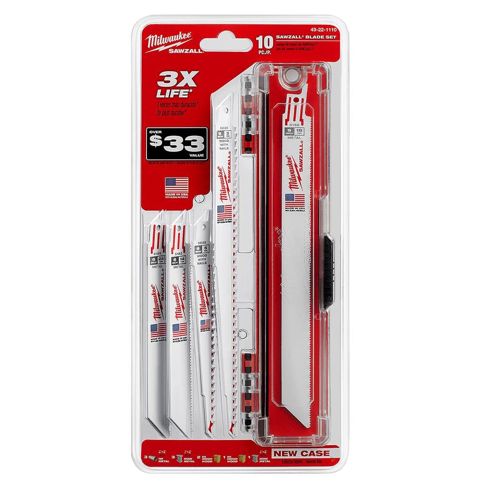 SAWZALL Wood and Metal Cutting Bi-Metal Reciprocating Saw Blade Set (10-Piece)