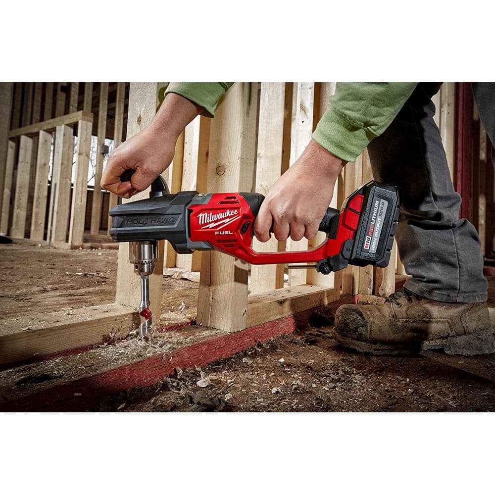 M18 FUEL GEN II 18-Volt Lithium-Ion Brushless Cordless 1/2 in. Hole Hawg Right Angle Drill with M18 FUEL Hackzall