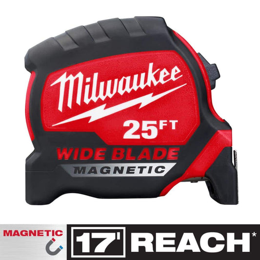 25 ft. x 1-5/16 in. Wide Blade Magnetic Tape Measure with 17 ft. Reach