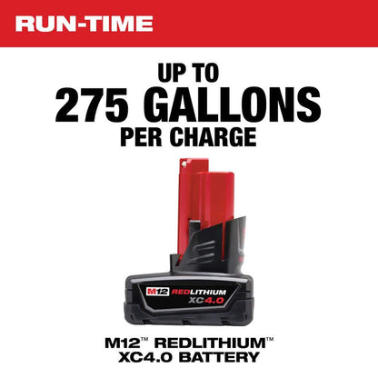 M12 12-Volt Lithium-Ion Cordless 9 GPM 0 HP Submersible Stick Water Transfer Pump w/M12 4.0Ah Batt and Charger