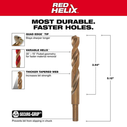 1/2 in. Cobalt Red Helix Twist Drill Bit
