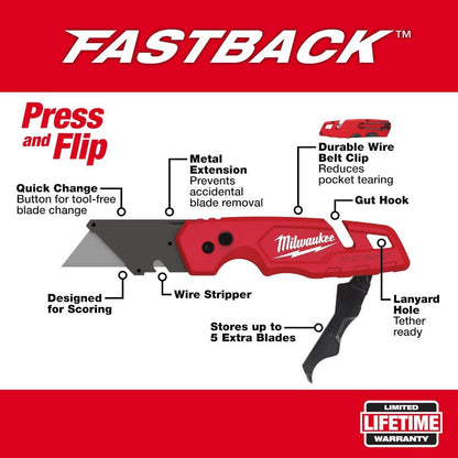 FASTBACK Folding Utility Knife and Compact Folding Utility Knife with Blade Storage and Gut Hook (2-Piece)
