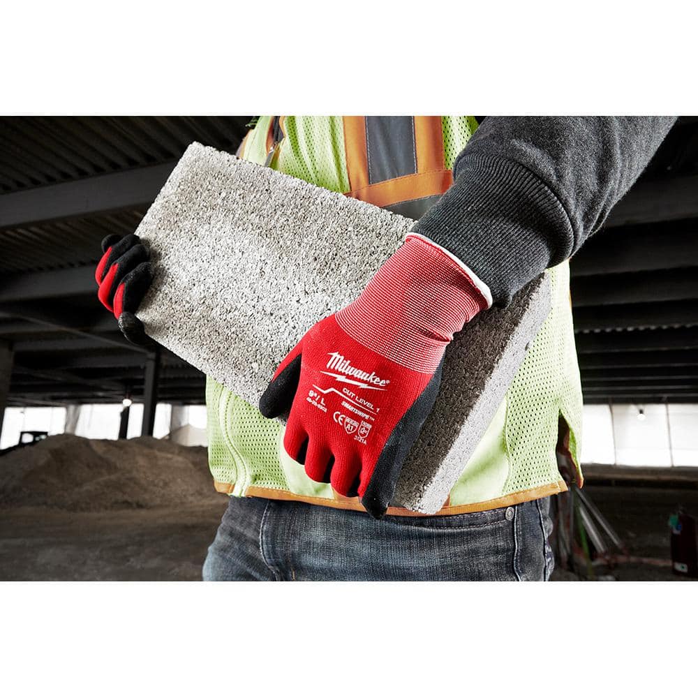 X-Large Red Nitrile Level 1 Cut Resistant Dipped Work Gloves