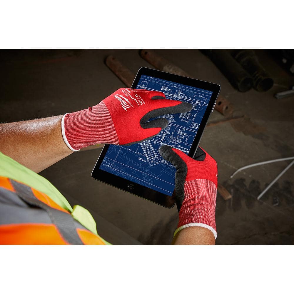 X-Large Red Nitrile Level 1 Cut Resistant Dipped Work Gloves