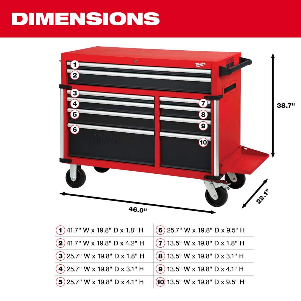 High Capacity 46 in. 10-Drawer Roller Cabinet Tool Chest