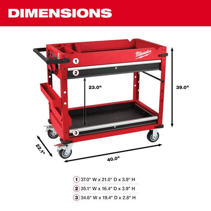 40 in. 2-Drawer Steel Work Cart